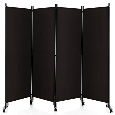 Costway 4-panel Japanese Style Folding Room Divider With Elegant Plum