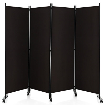 Costway 4 Panel Room Divider Shading Partition Rolling Privacy Screen for Home Office