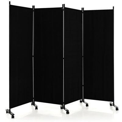 Costway 4 Panel Room Divider Shading Partition Rolling Privacy Screen for Home Office