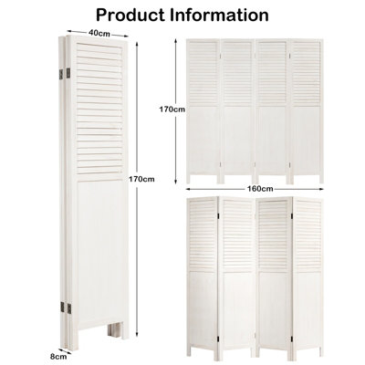 Costway 4 Panel Room Divider Wooden Screen Wall Folding Room Partition Separator Privacy