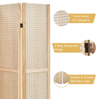 Folding Privacy Screen Organizer VINGLI 5 FT Pegboard Room Divider - 4 ...