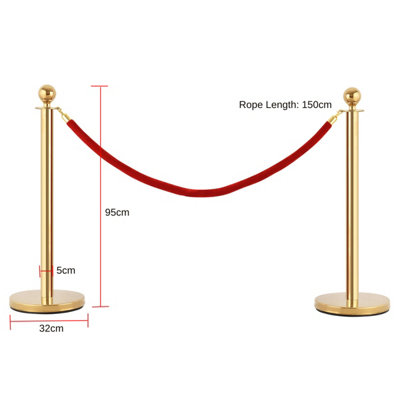 Costway 4 PCS Gold Stanchion Post Queue Rope Barrier Posts Stand ...
