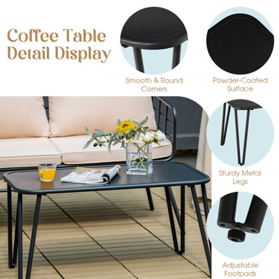 Costway 4 PCS Patio Conversation Set Outdoor Furniture Loveseat Coffee Table 2 Chairs - 7