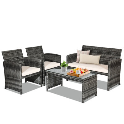 Costway 4 piece cheap rattan