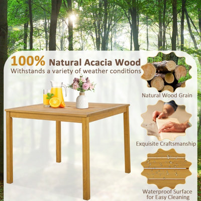 Costway 4-Person Large Square Dining Table Outdoor Bistro Table w/ 5cm Umbrella Hole - 7