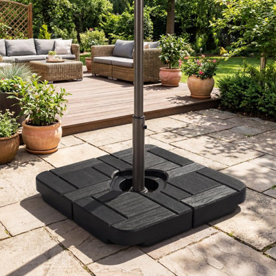 diy patio umbrella base weight Outsunny Weights for Any Offset Base 4-Piece Black The plastic design is durable enough to resist the elements Outdoor Umbrella Weights Diy |