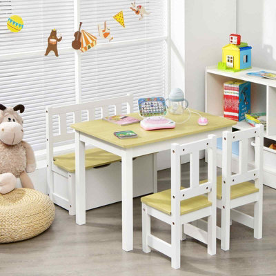 Costway 4-Piece Kids Table & Chair Set Multifunctional Activity Table ...