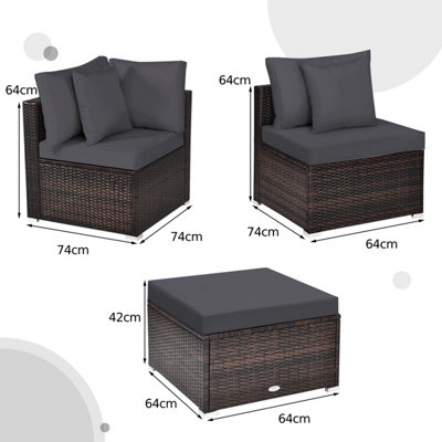 Costway 4-Piece Patio Furniture Set Outdoor Rattan Wicker Sofa & Ottoman Set