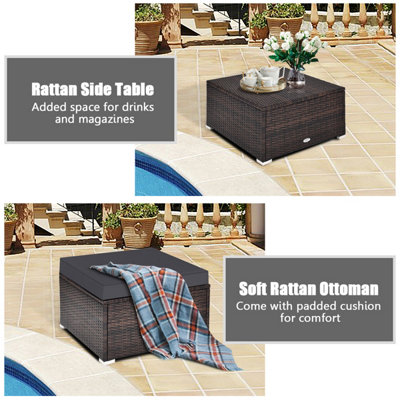 Costway 4-Piece Patio Furniture Set Outdoor Rattan Wicker Sofa & Ottoman Set - 7