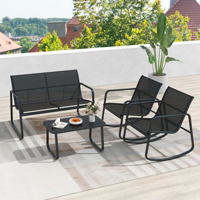 Costway 4 Piece Patio Rocking Set Outdoor Rocker Chair Conversation Set