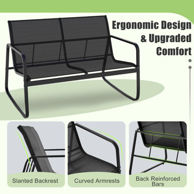 Costway 4 Piece Patio Rocking Set Outdoor Rocker Chair Conversation Set - 7