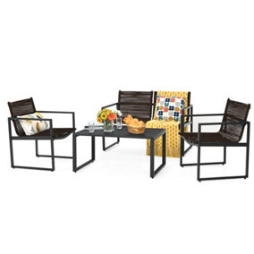 Costway 4 Pieces Outdoor Patio Chairs Set with Coffee Table