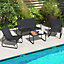 Costway 4 Pieces Patio Furniture Set Garden Outdoor Conversation Set w/Table