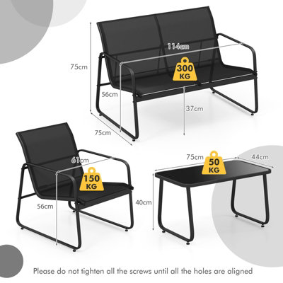 Costway 4 Pieces Patio Furniture Set Garden Outdoor Conversation Set w/Table - 3