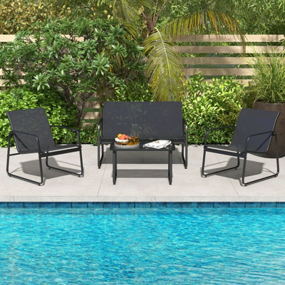 Costway 4 Pieces Patio Furniture Set Garden Outdoor Conversation Set w/Table - 8