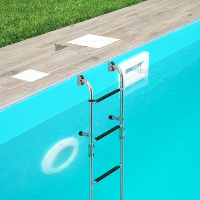 Costway 4 Step Folding Boat Ladder Anti Slip Stainless Steel Swimming Pool Ladder - 4