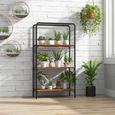 Costway 4-Tier Bookshelf Open-Back Storage Shelf Display Rack Metal Frame Shelving Unit - 3