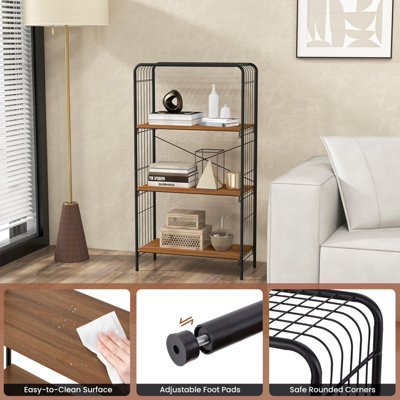 Costway 4-Tier Bookshelf Open-Back Storage Shelf Display Rack Metal Frame Shelving Unit - 6