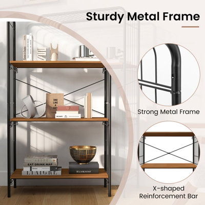 Costway 4-Tier Bookshelf Open-Back Storage Shelf Display Rack Metal Frame Shelving Unit - 7