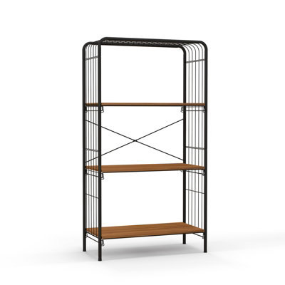 Costway 4-Tier Bookshelf Open-Back Storage Shelf Display Rack Metal Frame Shelving Unit - 9