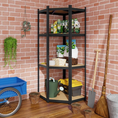 Costway 4-Tier Corner Metal Shelving Unit Adjustable Garage Storage ...