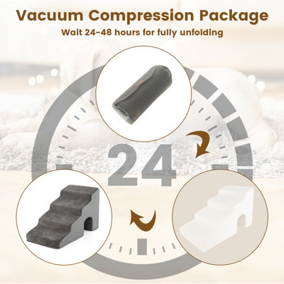 Costway 4-Tier Dog Stairs Foam Dog Ramp Non-Slip Pet Foam Ladder High-Density Sponge - 7