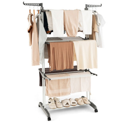 Costway  4-Tier Foldable Clothes Drying Rack Collapsible Laundry Rack w/ Wheels
