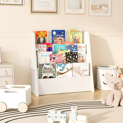 COSTWAY 4-Tier Kids Bookshelf Front Facing Children Bookcase Magazine ...