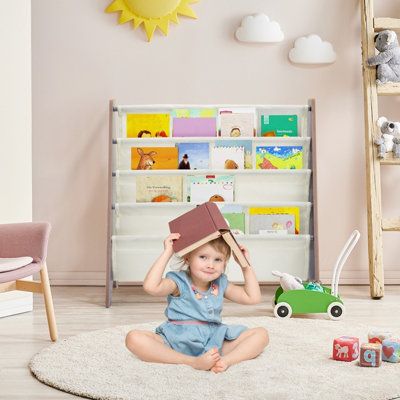 Costway 4 Tier Kids Bookshelf Magazine Rack Baby Book Storage Display ...