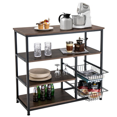 Costway 4-Tier Kitchen Bake Rack Industrial Microwave Oven Stand Heavy-duty Metal Frame