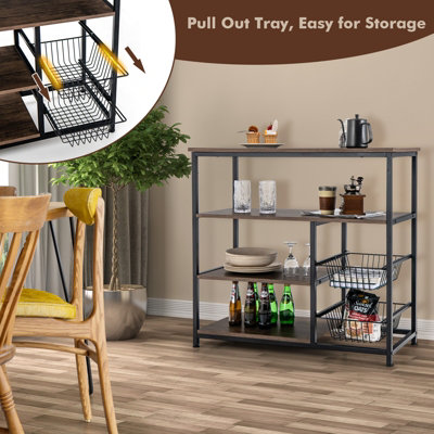 Costway 4-Tier Kitchen Bake Rack Industrial Microwave Oven Stand Heavy-duty Metal Frame - 6