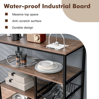 Costway 4-Tier Kitchen Bake Rack Industrial Microwave Oven Stand Heavy-duty Metal Frame - 7
