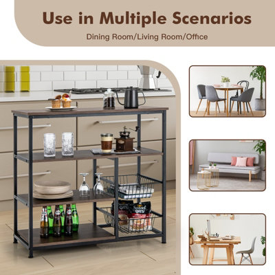 Costway 4-Tier Kitchen Bake Rack Industrial Microwave Oven Stand Heavy-duty Metal Frame - 8
