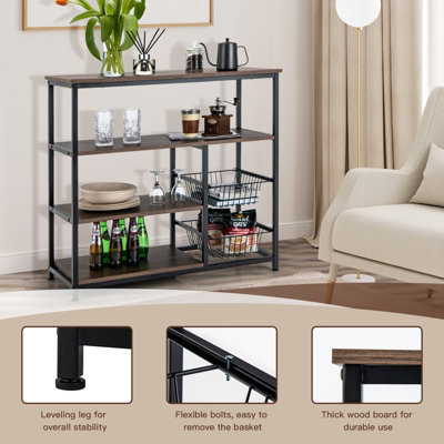 Costway 4-Tier Kitchen Bake Rack Industrial Microwave Oven Stand Heavy-duty Metal Frame - 9