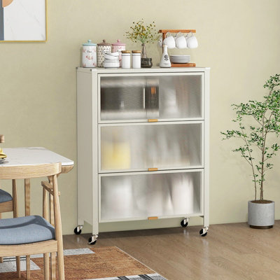 Costway 4-Tier Kitchen Bakers Rack Metal Microwave Stand w/ Flip Doors - 4