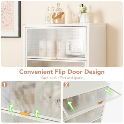 Costway 4-Tier Kitchen Bakers Rack Metal Microwave Stand w/ Flip Doors - 6
