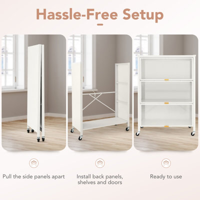 Costway 4-Tier Kitchen Bakers Rack Metal Microwave Stand w/ Flip Doors - 8