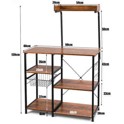 Costway 4-tier Microwave Stand with Storage and 5 Hooks