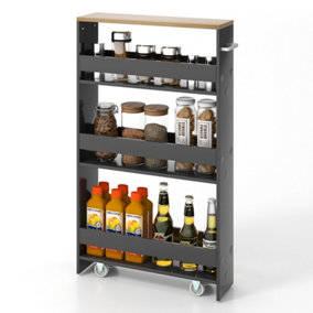 Costway 4-Tier Slim Storage Cart Narrow Mobile Serving Cart w/ Open Shelves
