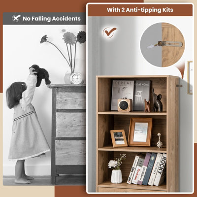 Costway 4-tier Storage Shelf Wood Bookcase Floor Standing Display Shelf w/ Drawer - 6