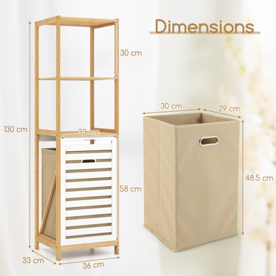 Lifewit 2-Pack White Bamboo Foldable Back Toilet Organizer Tray