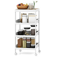 Costway 4 Tier Utility Rolling Storage Cart Kitchen Bathroom Organizer with Detachable Tray Top