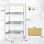 Costway 4 Tier Utility Rolling Storage Cart Kitchen Bathroom Organizer with Detachable Tray Top