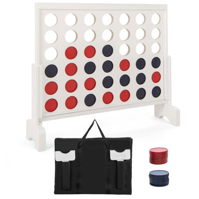 Costway 4-to-Score Game Wooden 4-in-a-row Game Set w/ 42 PCS Jumbo Rings