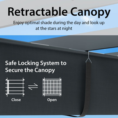 Costway 4 x 2.9M Outdoor Retractable Pergola Aluminum Grill Pavilion Canopy Shelter Grape Trellis - 4