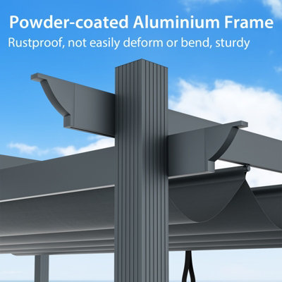 Costway 4 x 2.9M Outdoor Retractable Pergola Aluminum Grill Pavilion Canopy Shelter Grape Trellis - 8