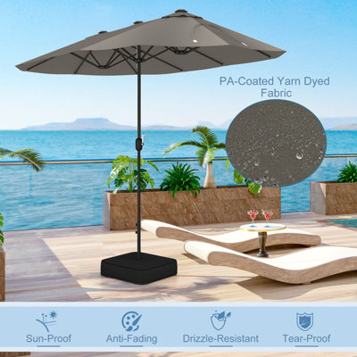 Costway 4 x 2M Patio Umbrella Outdoor Double-sided Market Umbrella W/ Umbrella Base Grey - 5