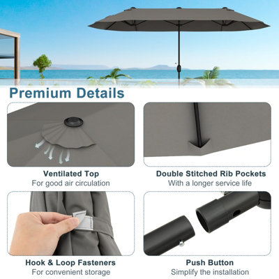 Costway 4 x 2M Patio Umbrella Outdoor Double-sided Market