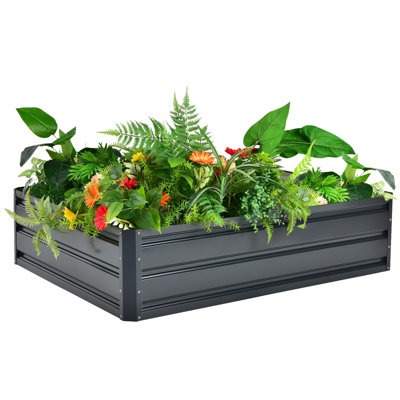 Costway 4 x 3ft Metal Raised Garden Bed Outdoor Planter Box Backyard