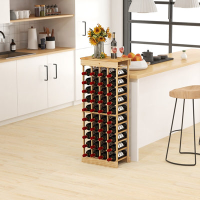 MOOACE Countertop Wine Rack, Hold 6 Wine Bottles And 4 Glasses Rack, Freestanding Wine Rack For Home, Kitchen, Bar Table, Wine Cellar, Cabinet